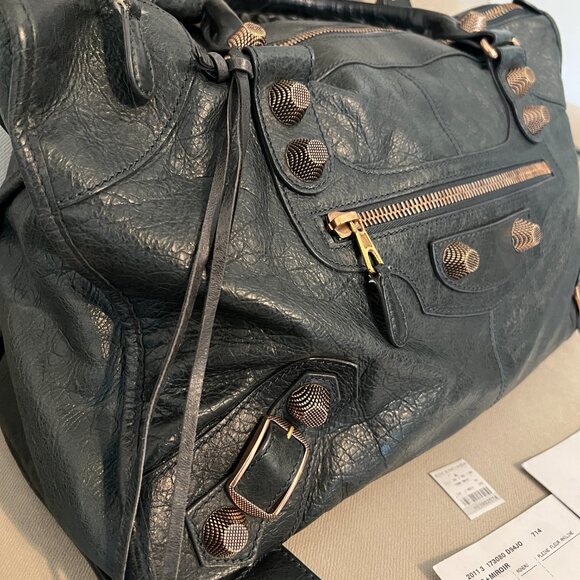 Authentic Balenciaga Work Leather Bag - 2011 Anthracite G21 Rose Gold Hardware - Picture 5 of 16